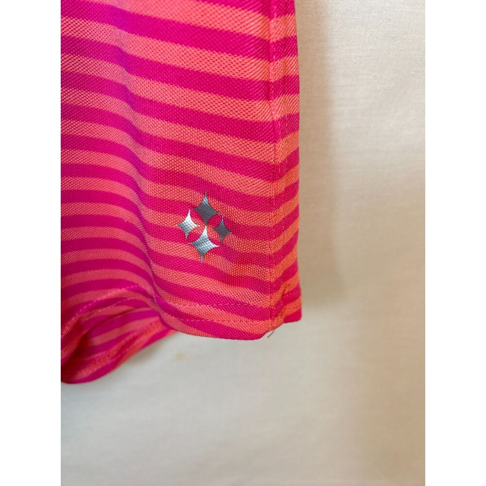Jofit Womens NWOT Pink Coral Striped Performance 1/4 Zip SS Golf Polo Shirt Sz M - Picture 6 of 10